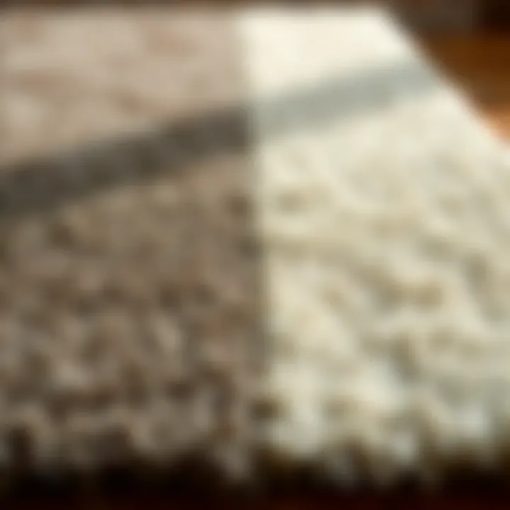 Different types of shaggy rugs showcasing various textures