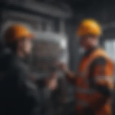 An electrician demonstrating safe practices while working near a fuse box