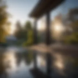 Crystal clear window reflecting sunlight