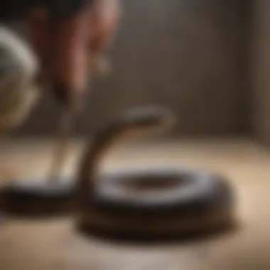 Professional handling of a snake safely, demonstrating removal techniques.