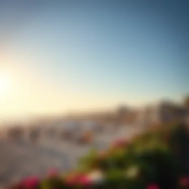 Beautiful beachfront area with people relaxing and enjoying the sun.