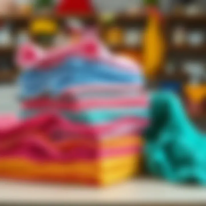 Versatile Microfiber Cloths Microfiber cloths stacked in a vibrant display