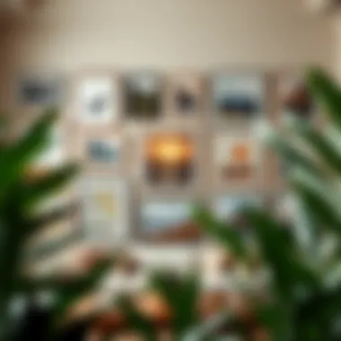 Stunning Gallery Wall Arrangement A beautifully arranged gallery wall featuring diverse art styles