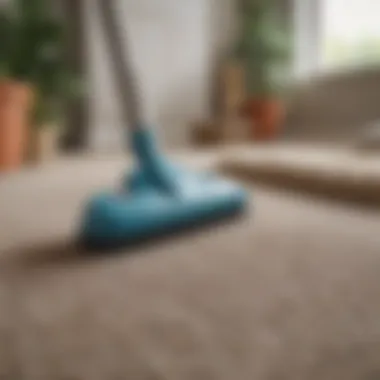 An array of eco-friendly cleaning supplies placed beside an area rug.