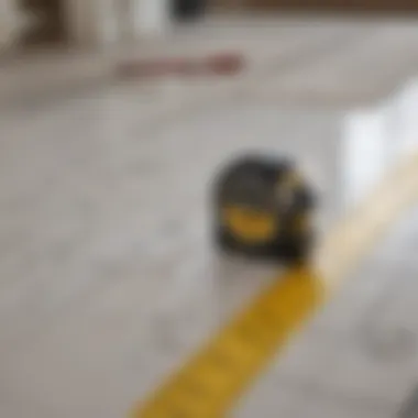 A tape measure placed on a floor plan for accurate sizing