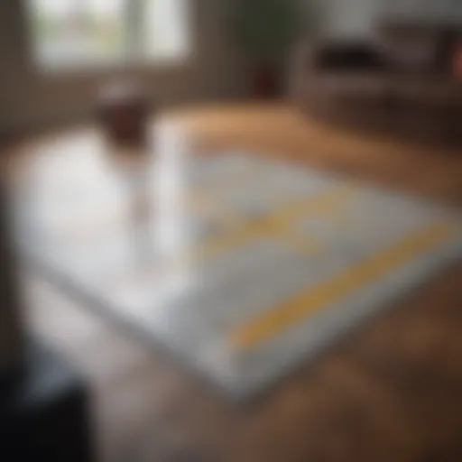 A measuring tape stretched across a floor plan