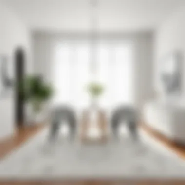 Contemporary Style: White Rugs in Dining Spaces Contemporary dining area adorned with a white area rug