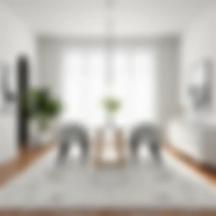 Contemporary Style: White Rugs in Dining Spaces Contemporary dining area adorned with a white area rug