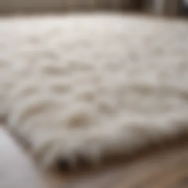 Freshly Vacuumed White Shag Rug A pristine white shag rug freshly vacuumed, showcasing its fluffy texture