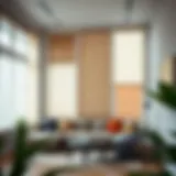 Various types of blinds displayed in a modern living space