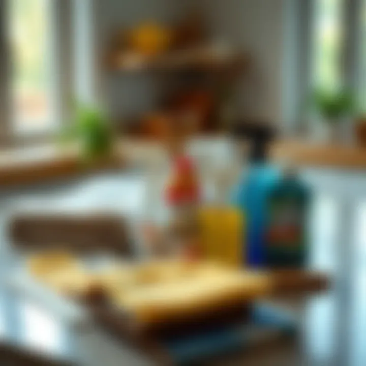 Essential Tools for a Thorough Clean Essential cleaning supplies arranged neatly on a surface
