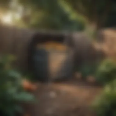 A well-organized compost bin in a backyard setting