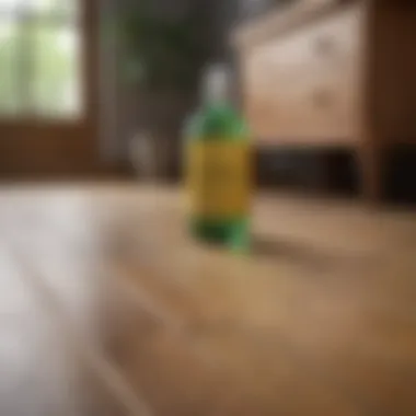 Natural cleaning products displayed beside oak floorboards