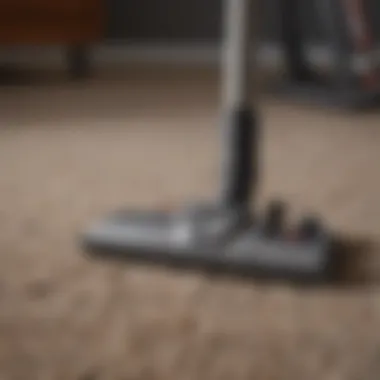 Close-up of a vacuum cleaner on a high pile rug