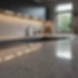 A sparkling clean kitchen countertop after disinfection.