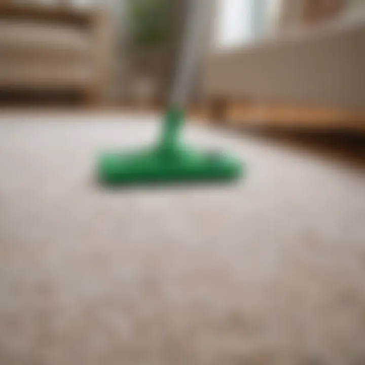 Application of cleaning solution on a cotton carpet