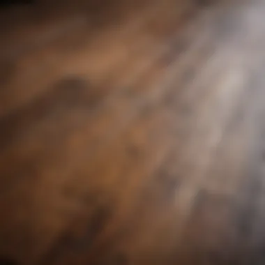 Close-up of a vintage wood floor being carefully scrubbed to remove grime and restore shine.