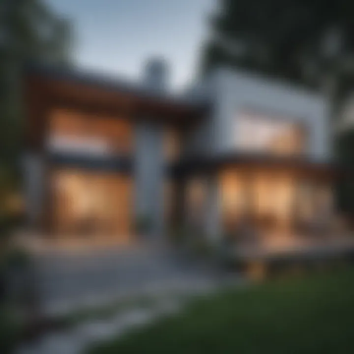 A home exterior with highlighted square footage areas