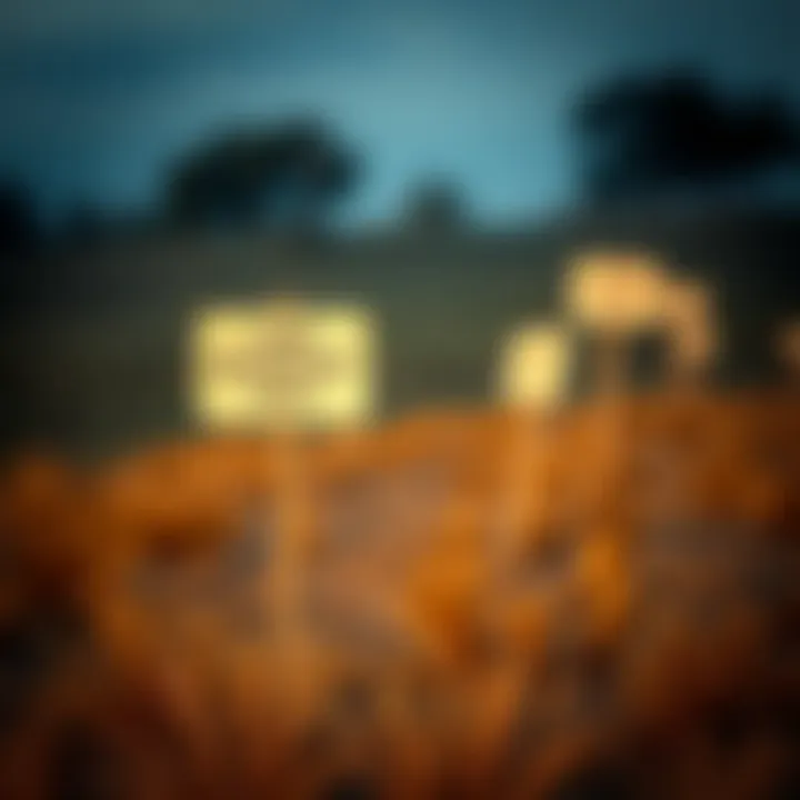 Land Boundary Signs in a Field Land boundary signs in a field