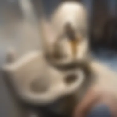 Inspecting the Toilet for Clog Causes A toilet being inspected with a flashlight