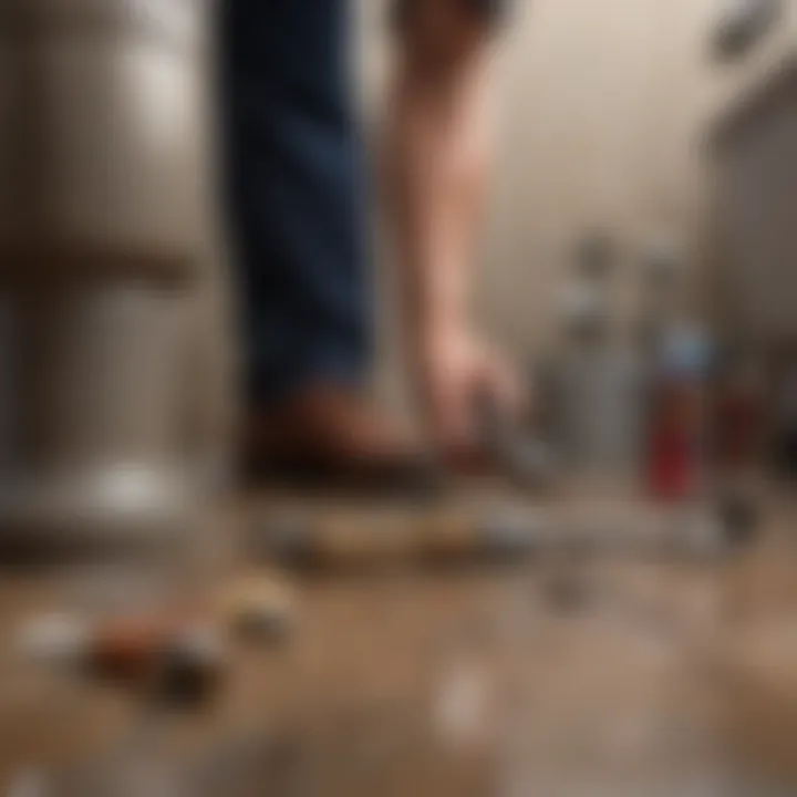 Homeowner inspecting plumbing tools