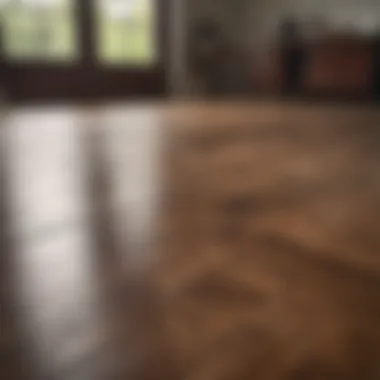 Demonstration of a commercial product for removing tough stains from wood floors