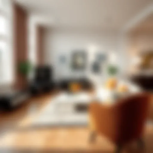 Brightly lit living room with modern furnishings