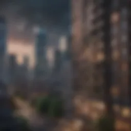 A city skyline with apartment buildings