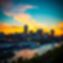 A stunning view of Boston's skyline at sunset