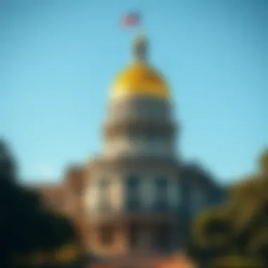 Massachusetts State House Iconic View The iconic Massachusetts State House with its golden dome against a clear blue sky