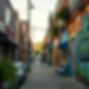 Vibrant Cultural Expressions Street scene with vibrant murals in an affordable Portland area