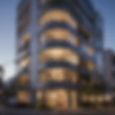 Modern Apartment Building in Miracle Mile Exterior view of a modern apartment building in Miracle Mile