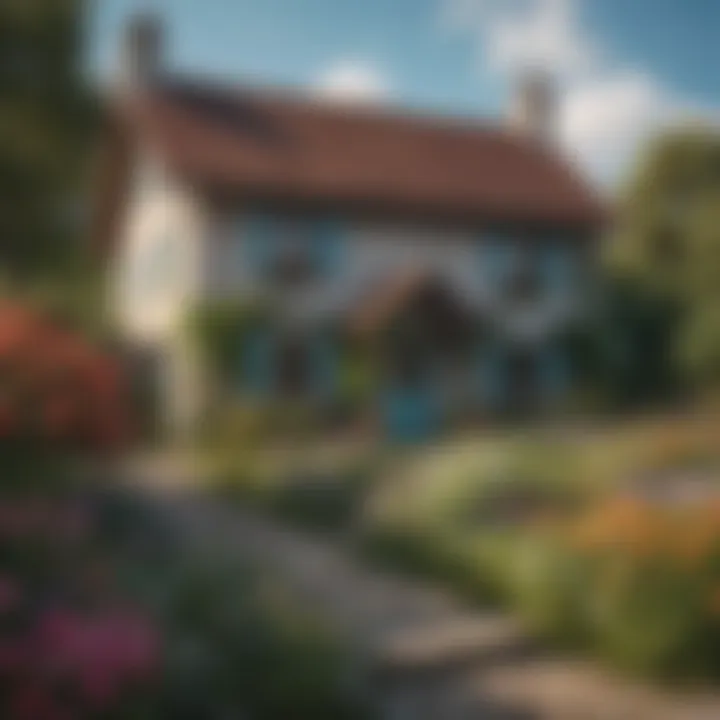 Charming cottage surrounded by vibrant flowers