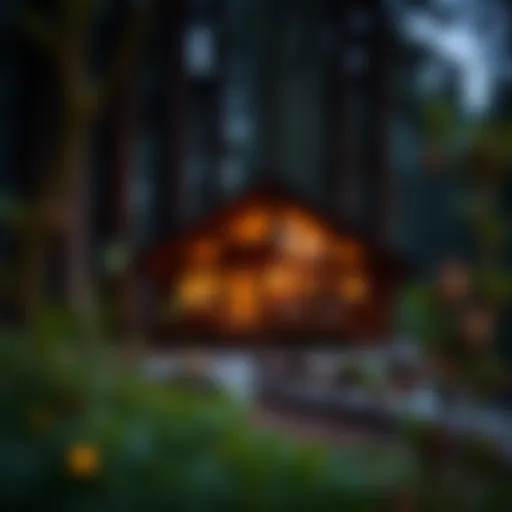 A serene cabin nestled among towering redwoods