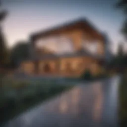 A modern house with a for sale sign in front
