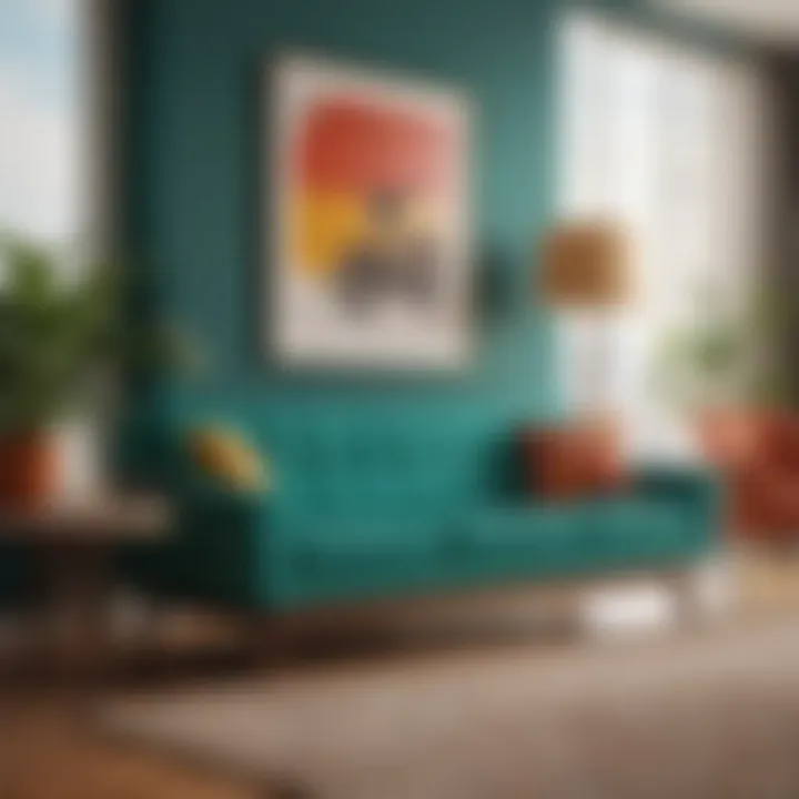Iconic mid-century modern furniture pieces in rich colors