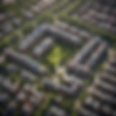 Aerial view of NYU StuyTown highlighting its expansive layout and green spaces