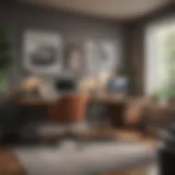 Stylish home office setup in a spare room with modern furniture and decor