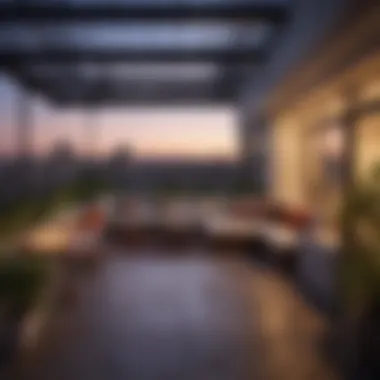 Rooftop Terrace: Enjoying Urban Views at The Alamo Apartments A rooftop terrace offering panoramic city views from The Alamo Apartments.