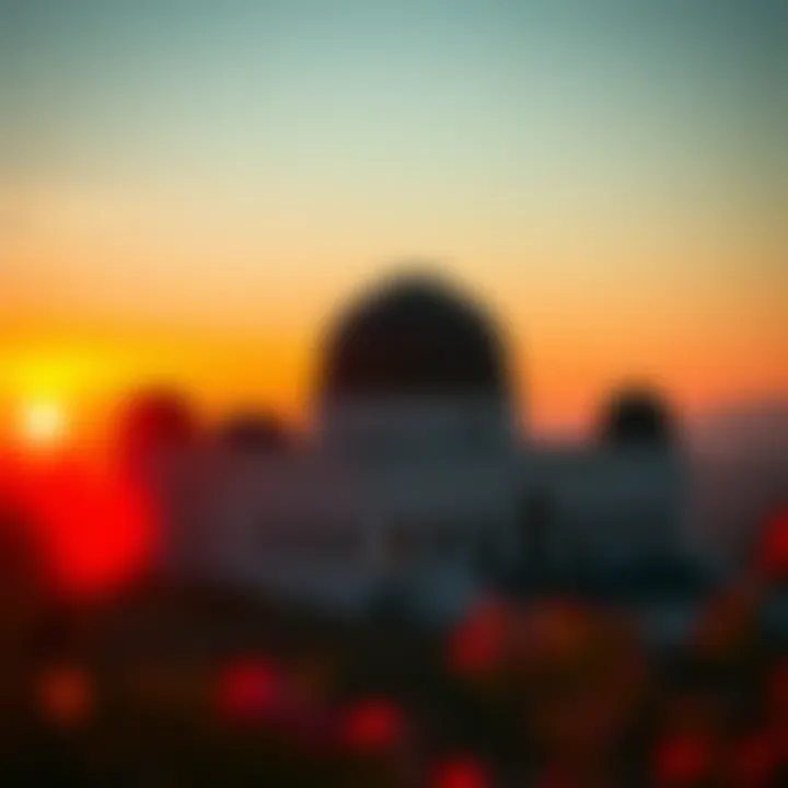 Stunning view of the Griffith Observatory against the backdrop of a sunset