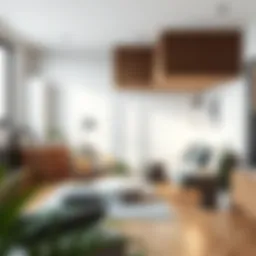 A modern single room apartment showcasing innovative space-saving furniture.