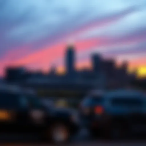 Stunning skyline of downtown Austin at sunset