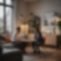 A couple discussing their apartment preferences over a laptop