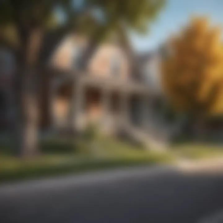 Historic neighborhood streetscape lined with vintage homes