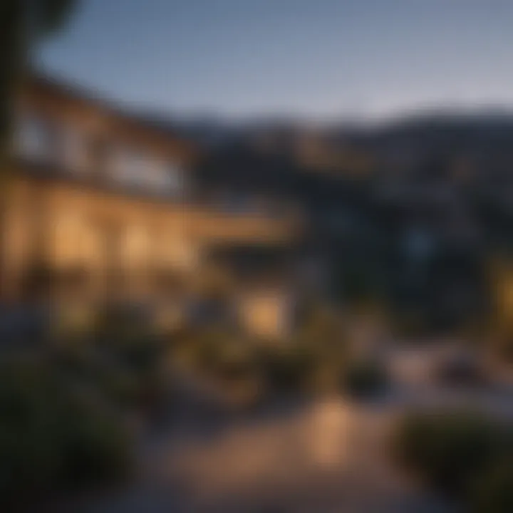 Elegant evening scene in a Hollywood Hills neighborhood