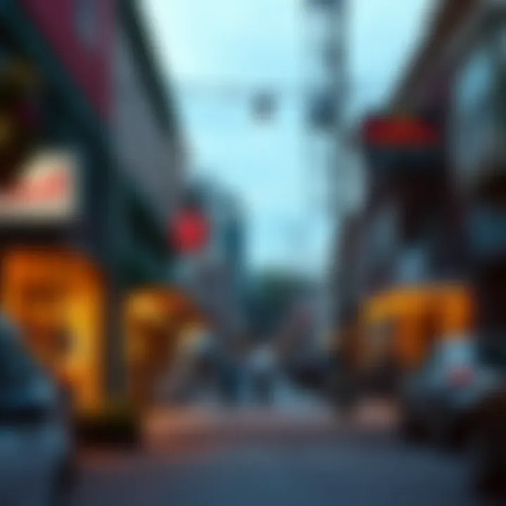 Vibrant street scene showcasing local shops in Southeast Portland