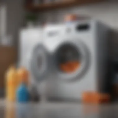 Essential Cleaning Supplies for Washing Machine Cleaning supplies arranged for washing machine maintenance