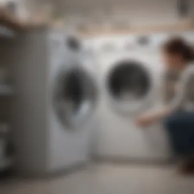 Inspecting the Washing Machine for Maintenance A person inspecting a washing machine for maintenance