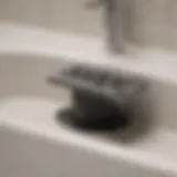 Visual representation of a clogged tub drain