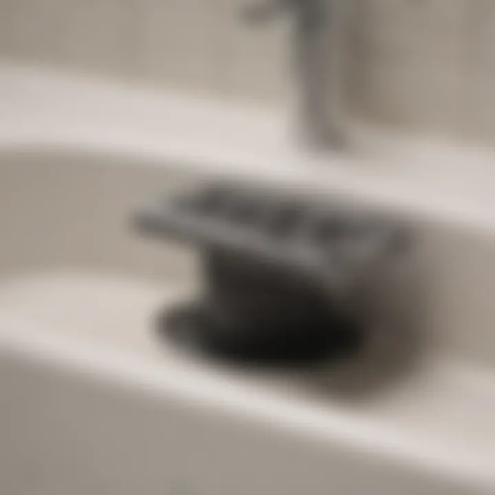 Visual representation of a clogged tub drain